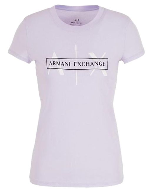 Emporio Armani Purple A | X Armani Exchange Armani Exchange Box Logo Cotton T-shirt