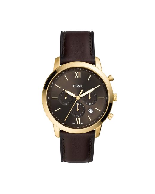 Fossil Neutra Quartz Stainless Steel And Leather Chronograph Watch in ...