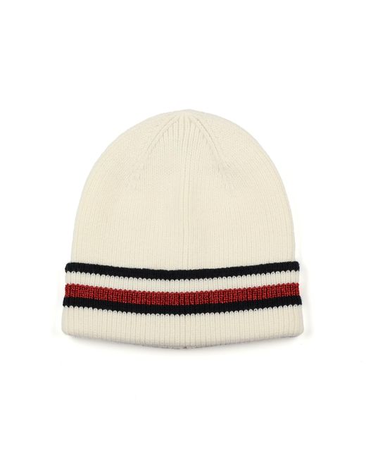 Tommy Hilfiger White Metallic Stripe Cuff Hat