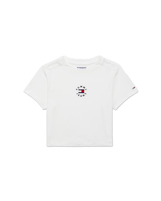 Tommy Hilfiger Adaptive Cropped Tommy T-shirt With Magnetic Closure in  White | Lyst