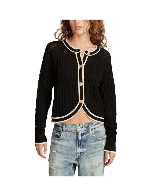 Lucky Brand Black Button Front Sweater Jacket
