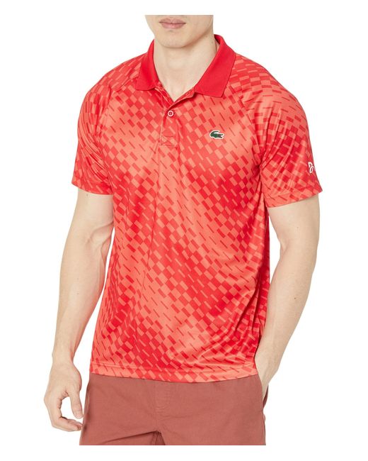 Lacoste Red Short Sleeve Novak Djokovic Sport Ultra Dry Polo Shirt for men