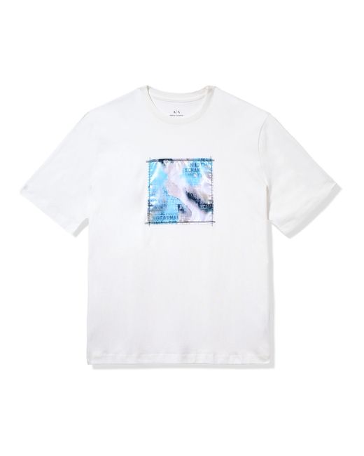 Emporio Armani White A | X Armani Exchange Camo Jaccard Graphic Short Sleeve T-shirt for men
