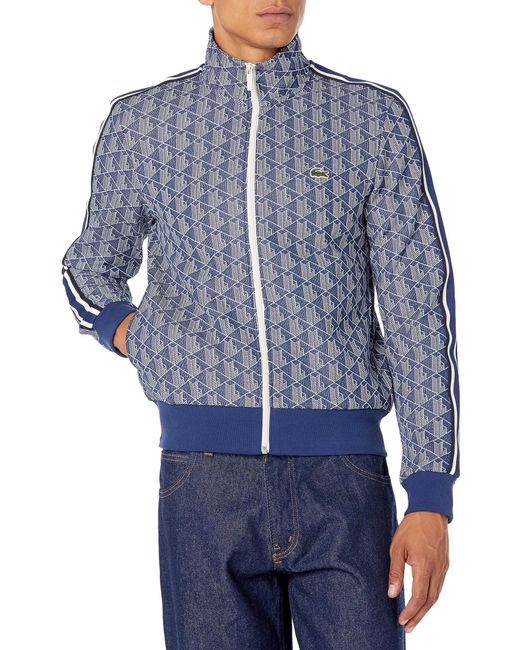 Lacoste Blue Vintage Fit Printed Full Zip Sweatshirt for men