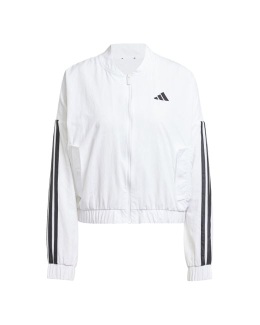 Adidas White Essentials 3-stripes Woven Bomber Jacket