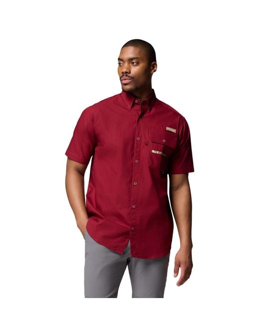 Columbia Red S Sharptail Short Sleeve Shirt for men