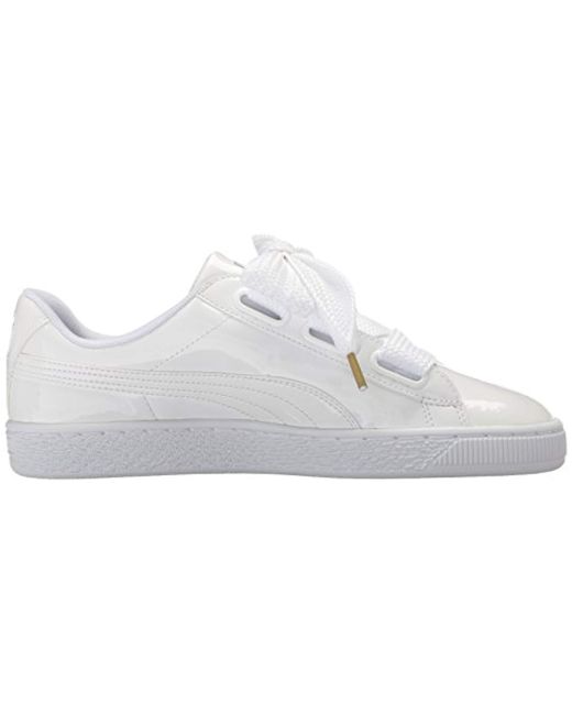 puma basket heart patent white