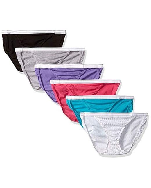 Hanes Cotton Sporty String Bikini Panty (pack Of 6) in Red