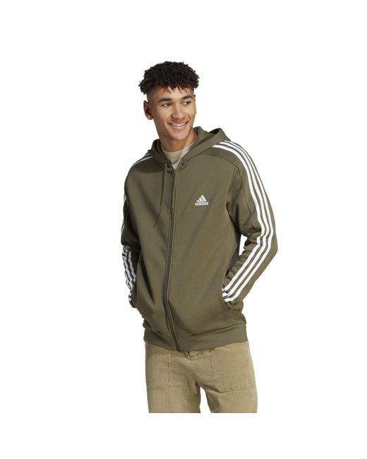 Adidas Green Essentials Fleece 3-stripes Full-zip for men