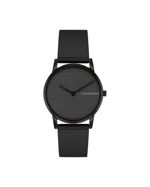 Calvin Klein Black Stainless Steel Slim Case And Mesh Bracelet - Minimalistic Style - Water Resistant To 3atm/30 Meters - Premium Fashion Timepiece
