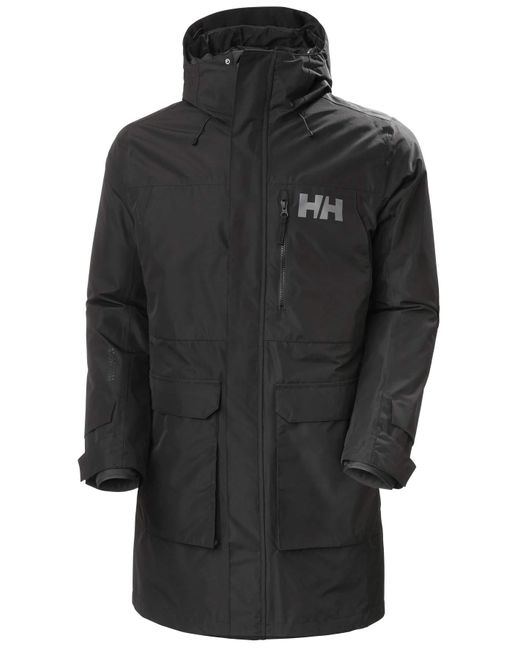 Helly Hansen Black Rigging Waterproof Windproof Rain Coat Jacket With Hood for men