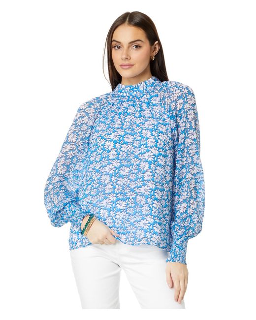 Lilly Pulitzer Blue Ellielynn Long Sleeve Top