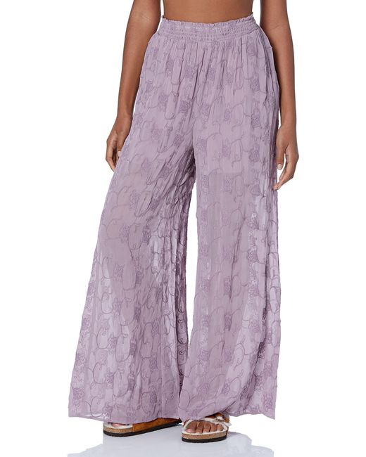 Guess Purple Dexie Embroidered Palazzo Pants
