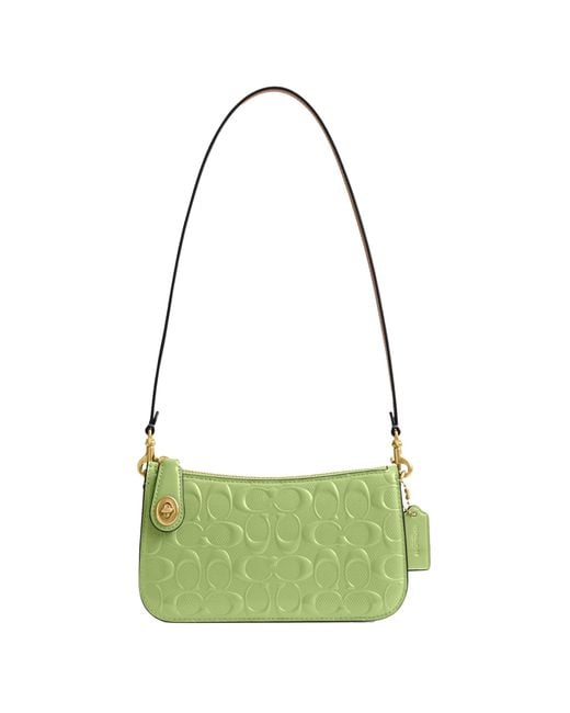 COACH Patent Signature Leather Penn Green One Size