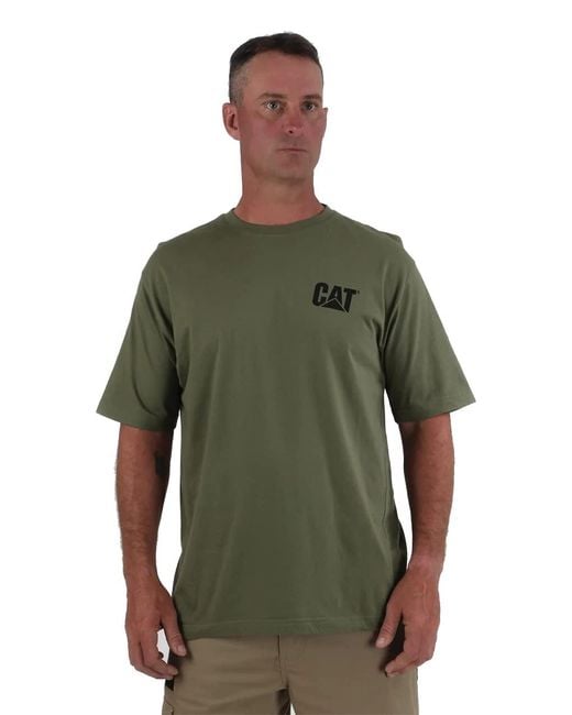 Caterpillar Green Trademark T-shirts With Shape-retention Rib Trim Spandex for men