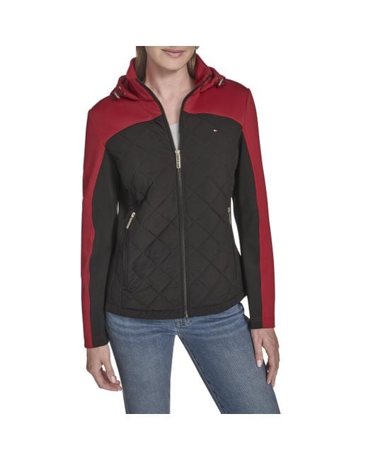 Tommy Hilfiger Women's Black Sportswear Quilted Scuba Outerwear Jacket