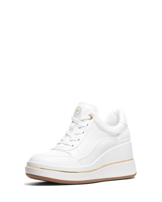 Michael Kors White Emmy Wedge Trainer