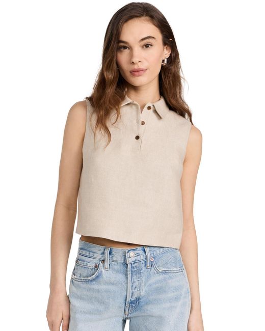 Theory Blue Crop Polo Top
