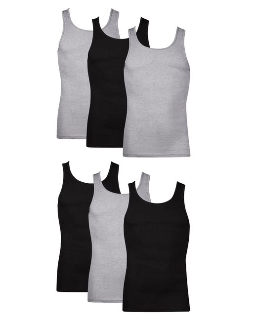 Hanes Black Mens 6-pack Tagless Cotton Tank Undershirt – Multiple Colors Underwear for men
