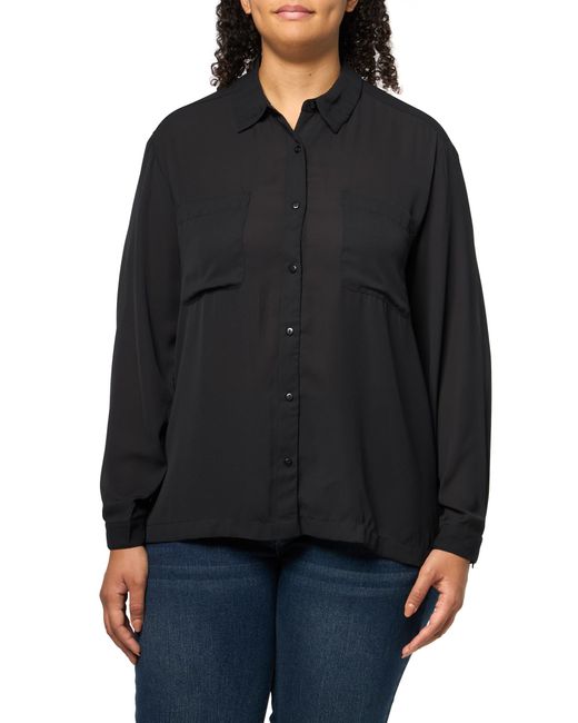Lucky Brand Black Pleated Back Buttondown