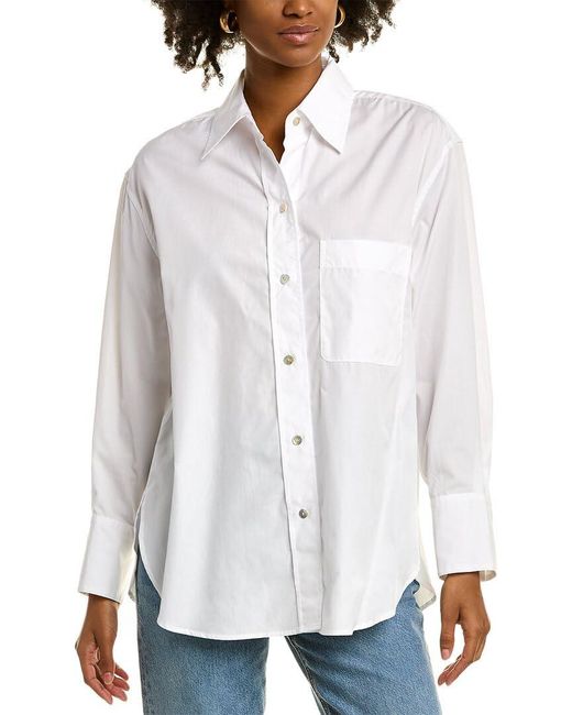 Vince White Oversized Long Sleeve Shirt