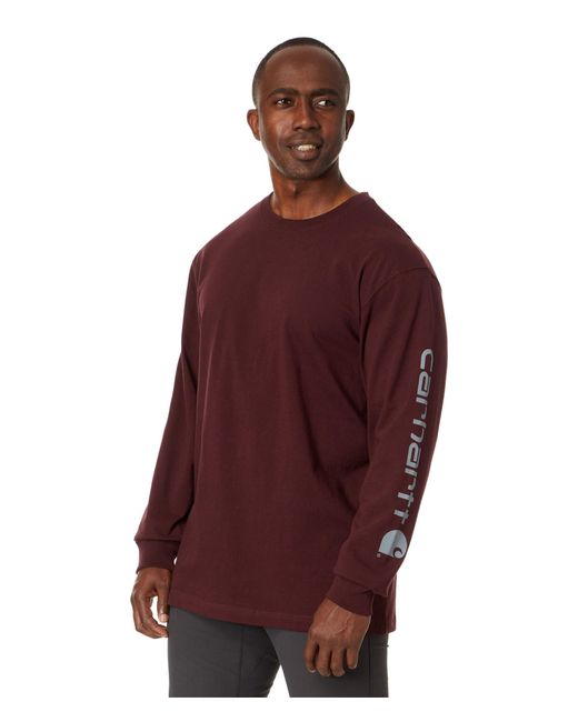 Carhartt Red Big & Tall Loose Fit Heavyweight Long Logo Sleeve Graphic T-shirt for men