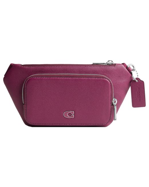 COACH Purple Belt Bag In Crossgrain Leather