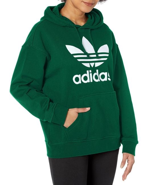 Dialoog actie Mier adidas Originals Womens Trefoil Hoodie Hooded Sweatshirt in Green | Lyst