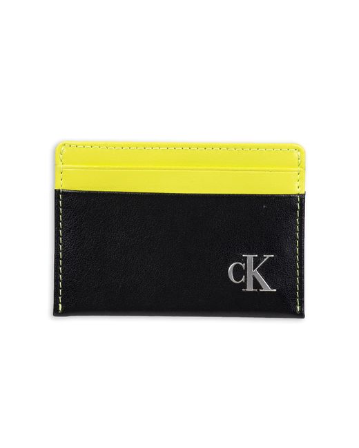 Calvin Klein Yellow Rfid Leather Card Case for men