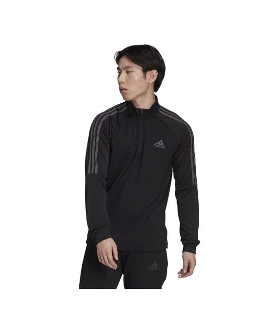 adidas Aeroready Sereno Cut 3stripes Slim 1/4zip Training Top in