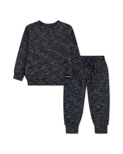 Hurley Black Soft Basic Cloud Slub Crewneck Sweatshirt And Joggers 2-piece Outfit Set