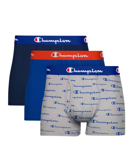 Champion Blue Cotton Stretch Boxer Brief for men