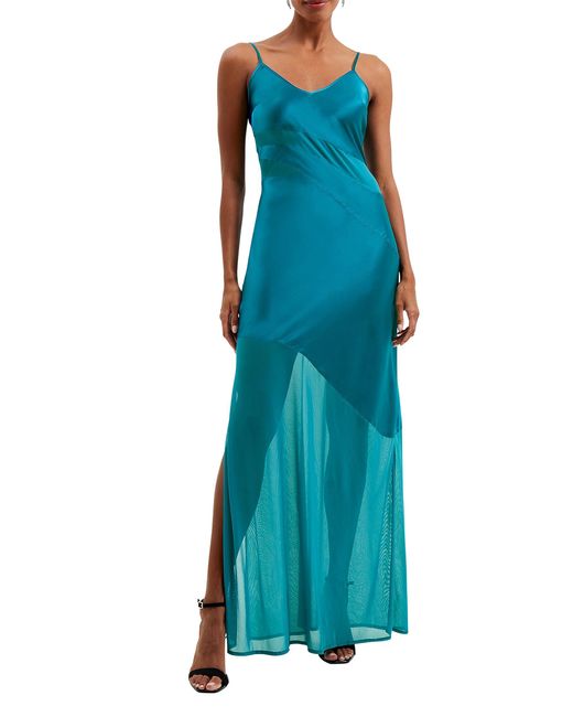 French Connection Blue Inu Satin Strappy Dress
