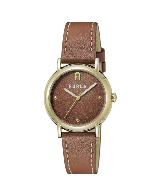 Furla Brown Leather Strap Watch