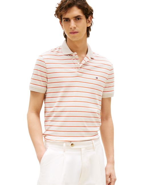 Tommy Hilfiger White Short Sleeve Casual Polo Shirts In Regular Fit With Interlocked Cotton for men