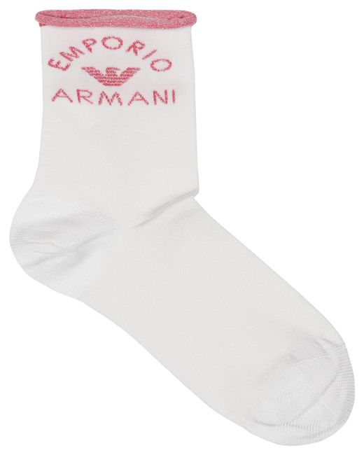 Emporio Armani White Macro Logo Monopack Short Socks for men