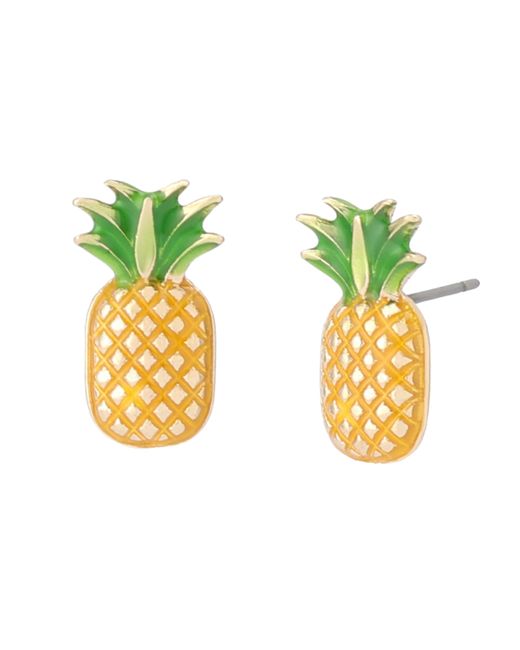 Betsey Johnson Yellow Betsey's Backyard Pineapple Stud Earrings
