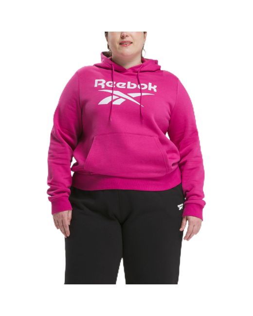 Reebok Red Plus Size Identity Big Logo Fleece Hoodie
