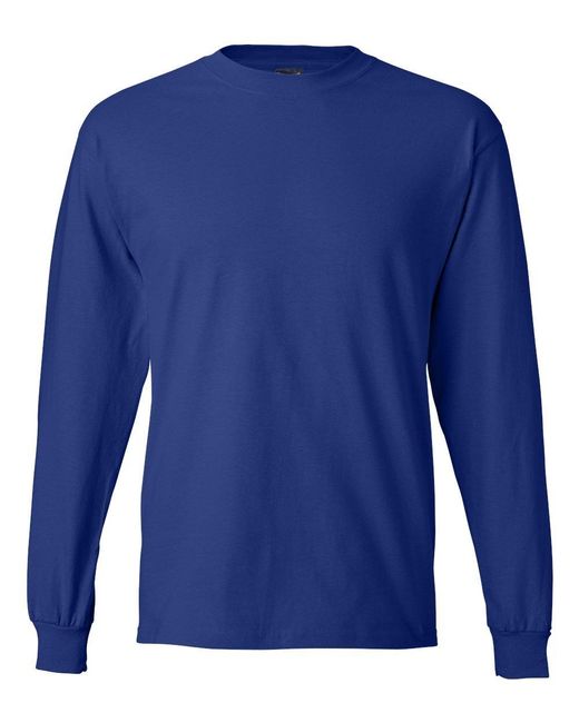 Hanes Blue Long-sleeve Beefy-t Shirt for men