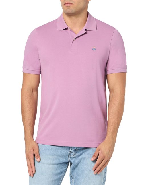 Brooks Brothers Purple Regular Fit Cotton Pique Stretch Logo Short Sleeve Polo Shirt for men