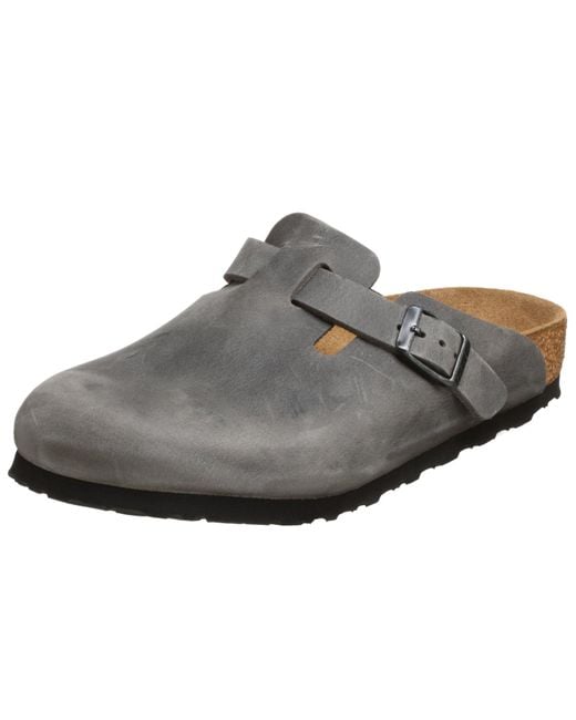 Birkenstock Black Boston Classic Arch Clog,iron Leather,40 M Eu