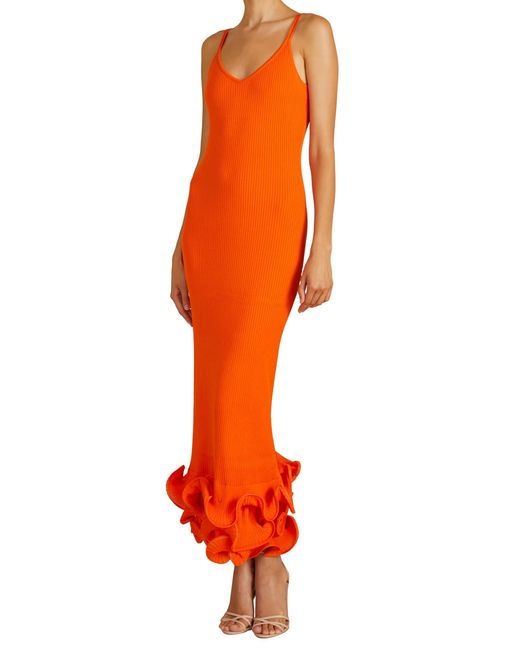 AMUR Orange Dray Midi Knit Dress