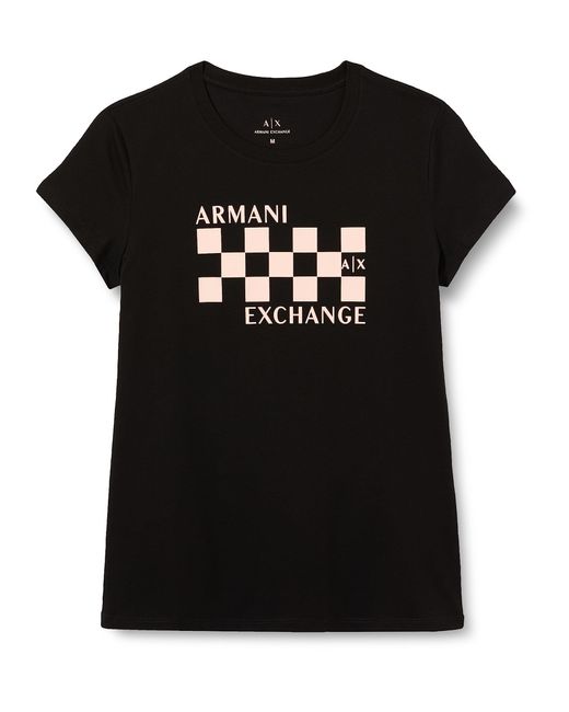 Emporio Armani Black A | X Armani Exchange Cotton Jersey Crew Neck Racing Fitted Tee