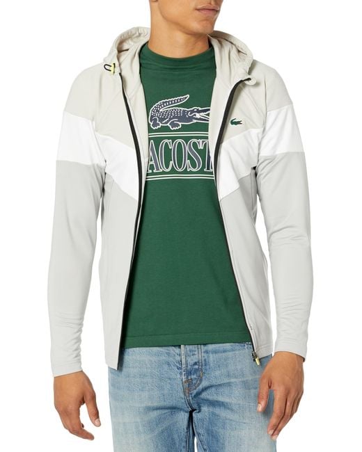 Lacoste Green Colorblock Zip Up Hooded Sweatshirt for men