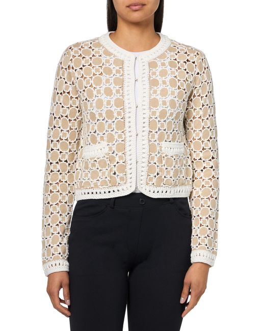 Trina Turk White Open Knit Cardigan