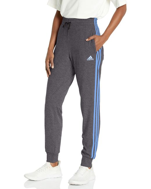 Adidas Blue Womens Essentials Single Jersey 3-stripes Track Pants