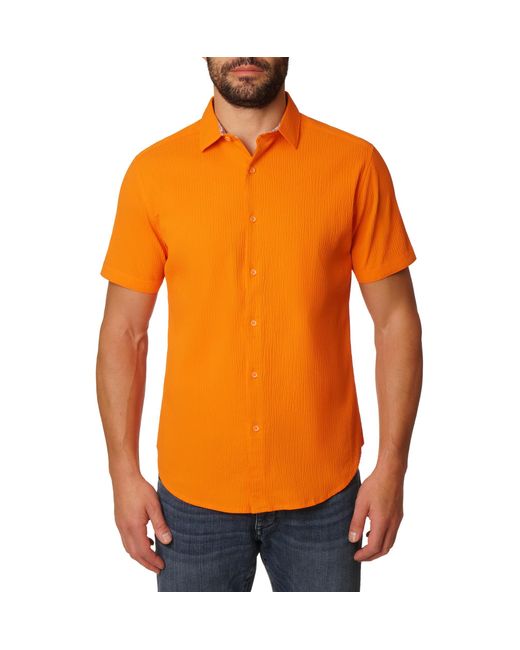 Robert Graham Orange Gilford Short Sleeve Woven Button Down Shirt for men