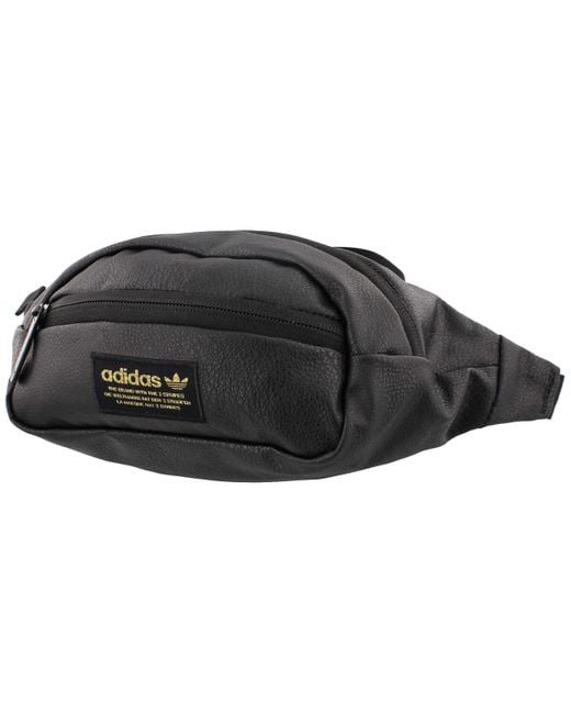 adidas Originals National Pu Leather Waist Pack in Black pu Leather