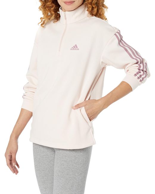 Adidas Natural Quarter-zip Fleece Sweatshirt