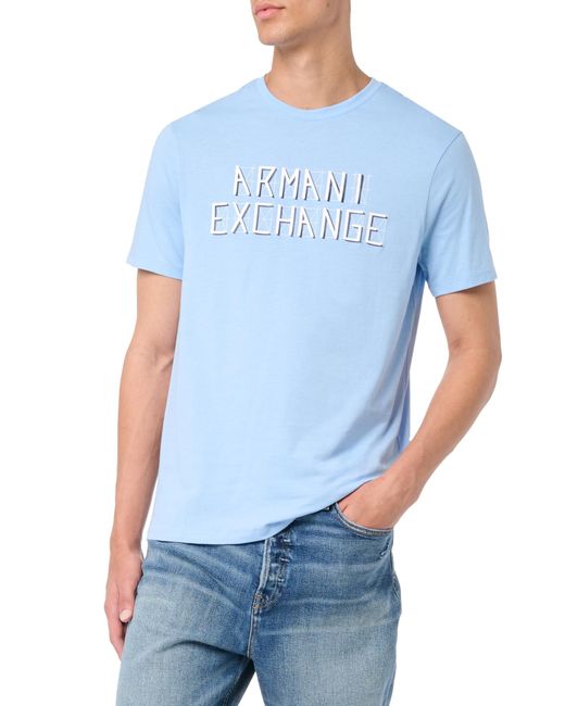 Emporio Armani Blue A | X Armani Exchange Regular Fit Cotton Jersey Armani Exchange Logo Lines Tee for men